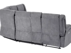 Elektrisk recliner hjørnesofa 5 personers ROKKE Mørkegrå med USB-port Venstrevendt