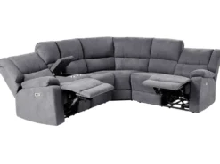 Elektrisk recliner hjørnesofa 5 personers ROKKE Mørkegrå med USB-port Venstrevendt