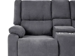 Elektrisk recliner hjørnesofa 5 personers ROKKE Mørkegrå med USB-port Venstrevendt