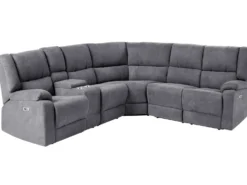 Elektrisk recliner hjørnesofa 5 personers ROKKE Mørkegrå med USB-port Venstrevendt