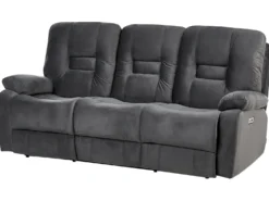 Elektrisk recliner sofa 3 personers BERGEN Velour Mørkegrå
