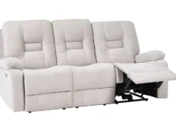 Elektrisk recliner sofa 3 personers BERGEN Velour Lys Beige med USB-port