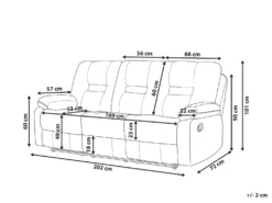 Elektrisk recliner sofa 3 personers BERGEN Velour Lys Beige med USB-port