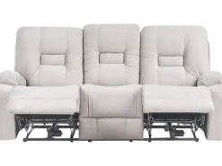 Elektrisk recliner sofa 3 personers BERGEN Velour Lys Beige med USB-port