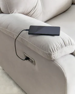 Elektrisk recliner stol BERGEN Inkl. fodstøtte Velour Lys Beige