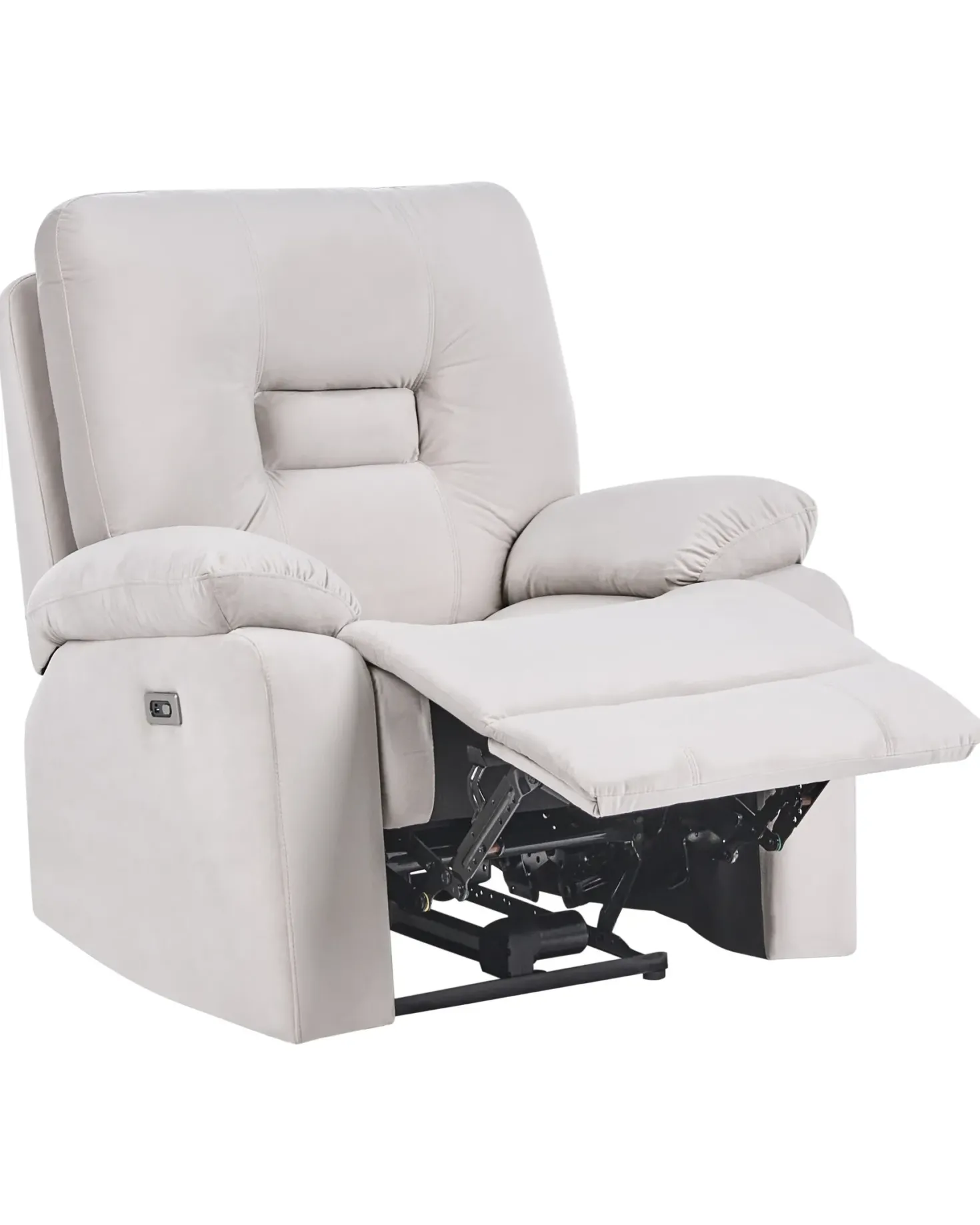 Elektrisk recliner stol BERGEN Inkl. fodstøtte Velour Lys Beige