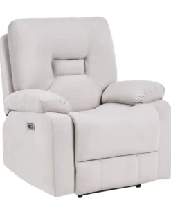 Elektrisk recliner stol BERGEN Inkl. fodstøtte Velour Lys Beige