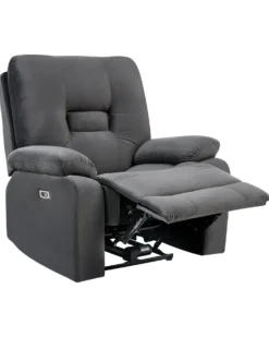 Elektrisk recliner stol BERGEN Velour Mørkegrå