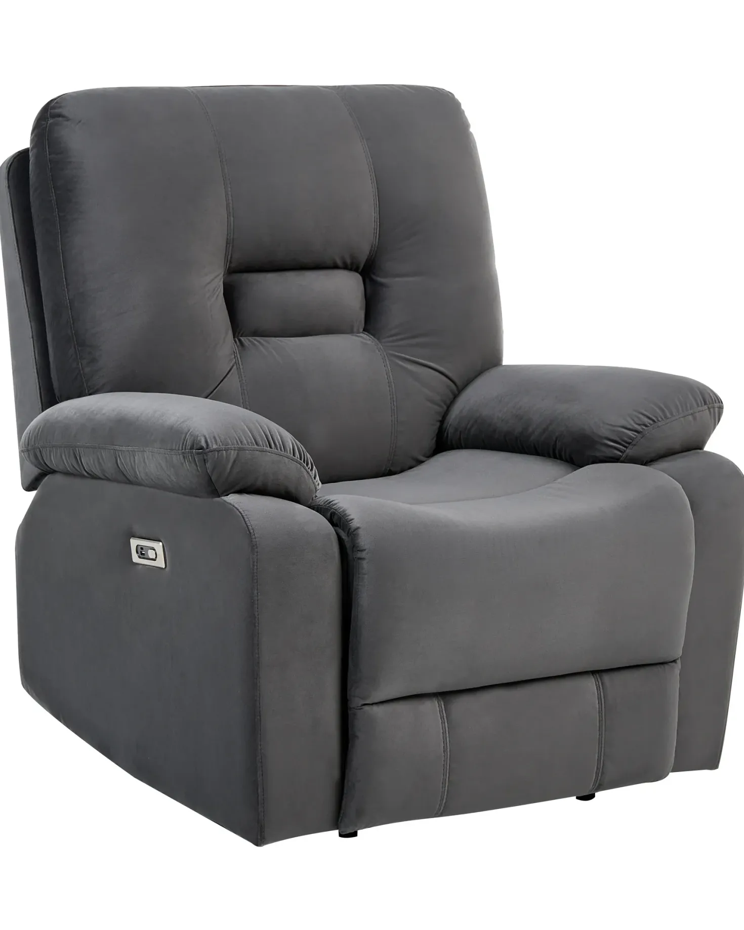 Elektrisk recliner stol BERGEN Velour Mørkegrå