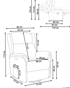 Elektrisk recliner stol ELEGY Inkl. fodstøtte Velour Lys Beige