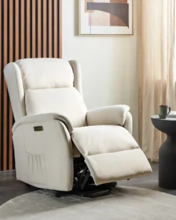 Elektrisk recliner stol ELEGY Inkl. fodstøtte Velour Lys Beige