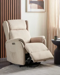 Elektrisk recliner stol ELEGY Inkl. fodstøtte Velour Brungrå