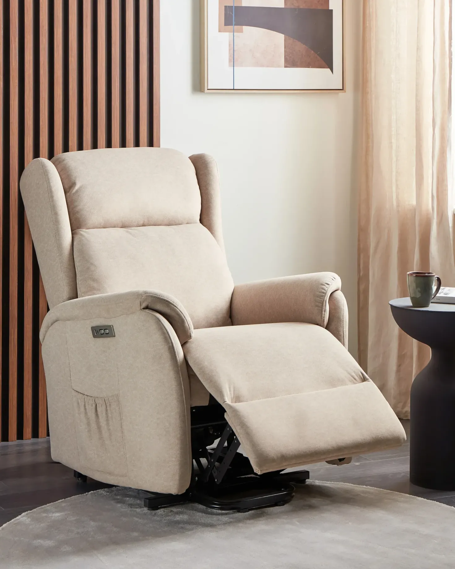 Elektrisk recliner stol ELEGY Inkl. fodstøtte Velour Brungrå