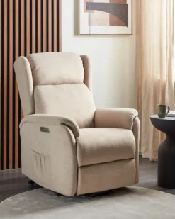 Elektrisk recliner stol ELEGY Inkl. fodstøtte Velour Brungrå