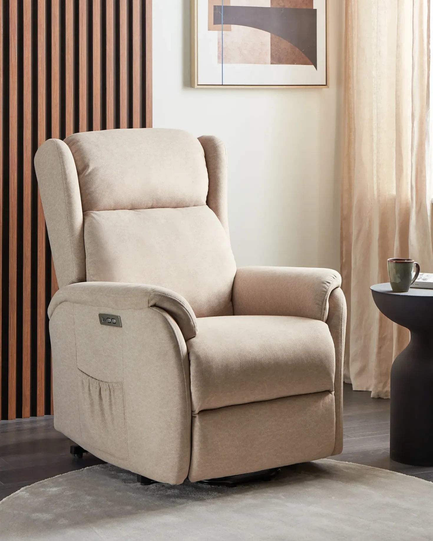 Elektrisk recliner stol ELEGY Inkl. fodstøtte Velour Brungrå