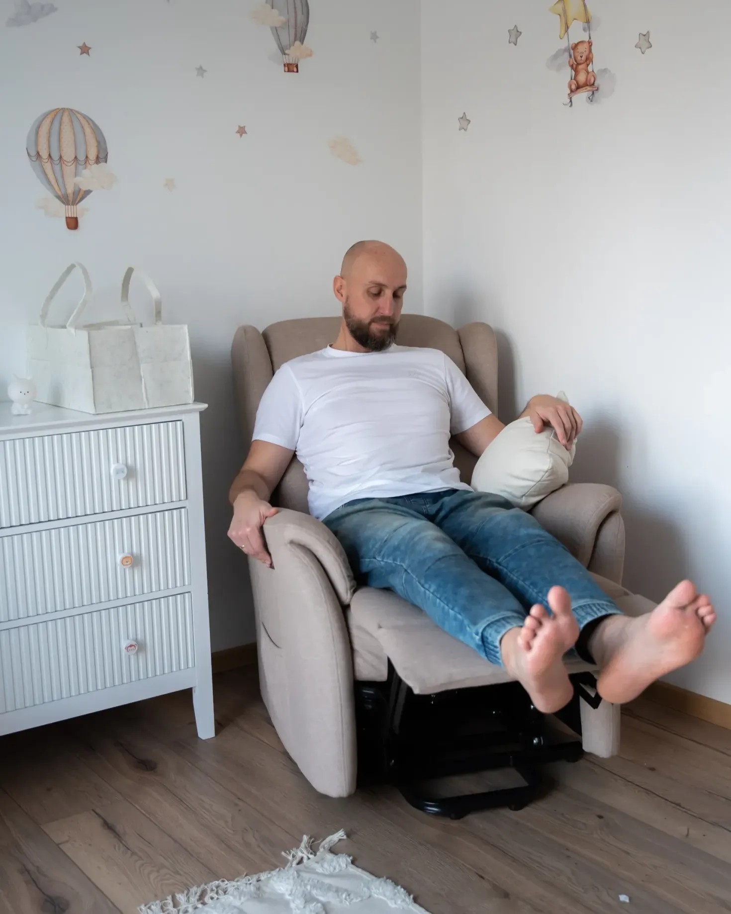Elektrisk recliner stol ELEGY Inkl. fodstøtte Velour Brungrå