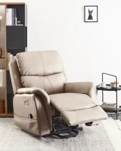 Elektrisk recliner stol GLORIE massagefunktion Brungrå