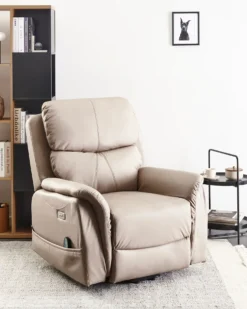 Elektrisk recliner stol GLORIE massagefunktion Brungrå