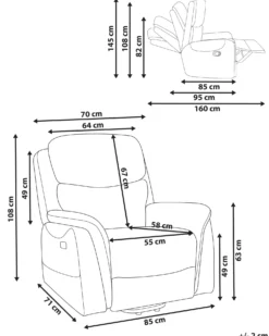 Elektrisk recliner stol GLORIE massagefunktion Kunstlæder Brun