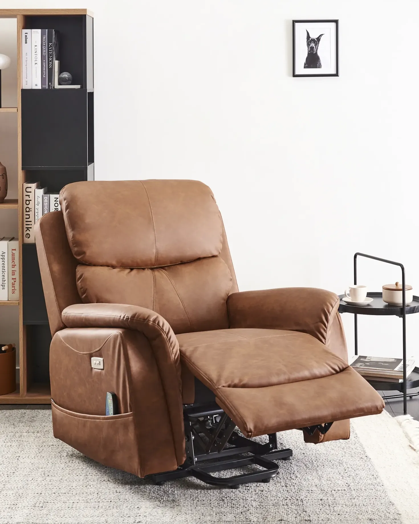 Elektrisk recliner stol GLORIE massagefunktion Kunstlæder Brun