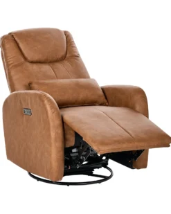 Elektrisk recliner stol KRONOS med USB-port Kunstlæder Brun