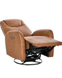 Elektrisk recliner stol KRONOS med USB-port Kunstlæder Brun