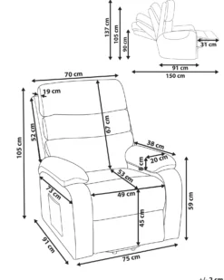 Elektrisk recliner stol RISE Inkl. fodstøtte Beige