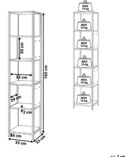 5-etagers reol BOGOTA 165 cm Hvid