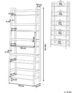 5-etagers reol CROYDON 163 cm Sort