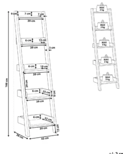5-etagers reol MOBILE DUO 166 cm Brun/hvid