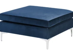 EVJA 4 personers Hjørnesofa modul Højrevendt Navy Blå Velour med fodskammel
