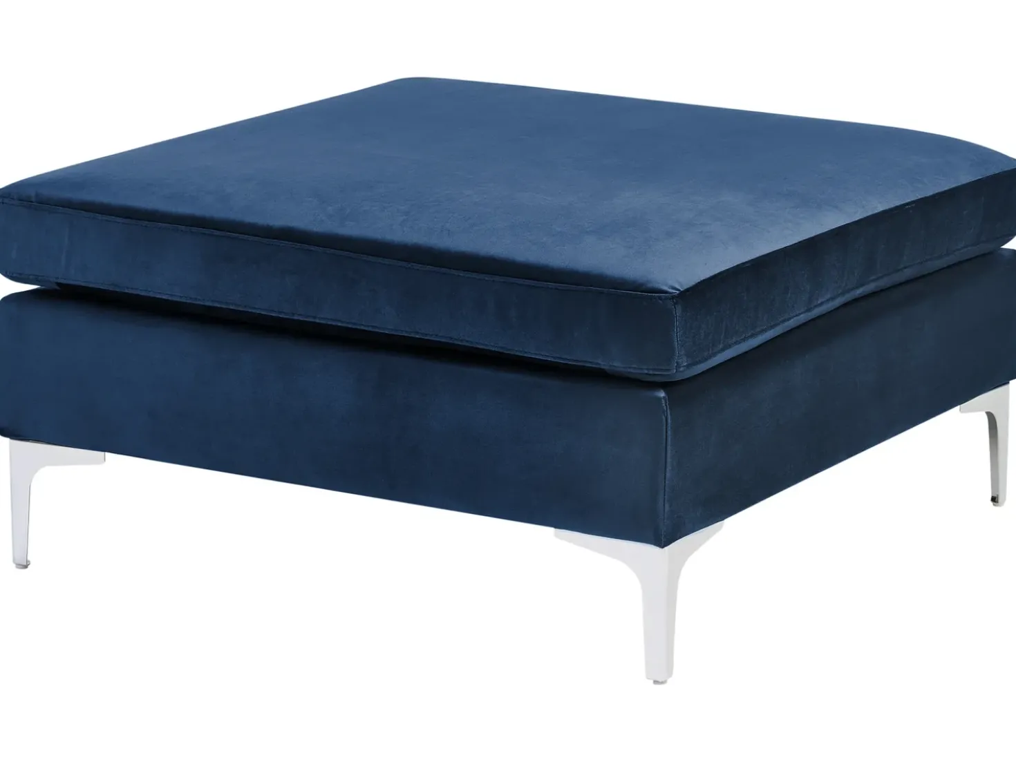 EVJA 4 personers Hjørnesofa modul Højrevendt Navy Blå Velour med fodskammel