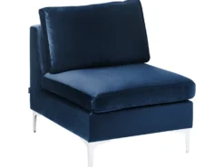 EVJA 4 personers Hjørnesofa modul Højrevendt Navy Blå Velour med fodskammel