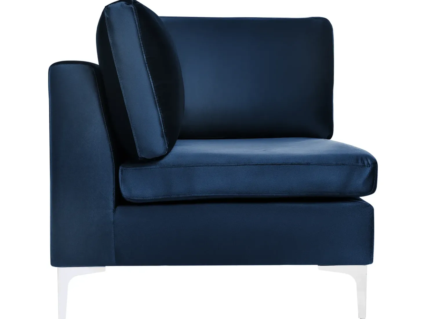 EVJA 4 personers Hjørnesofa modul Højrevendt Navy Blå Velour med fodskammel
