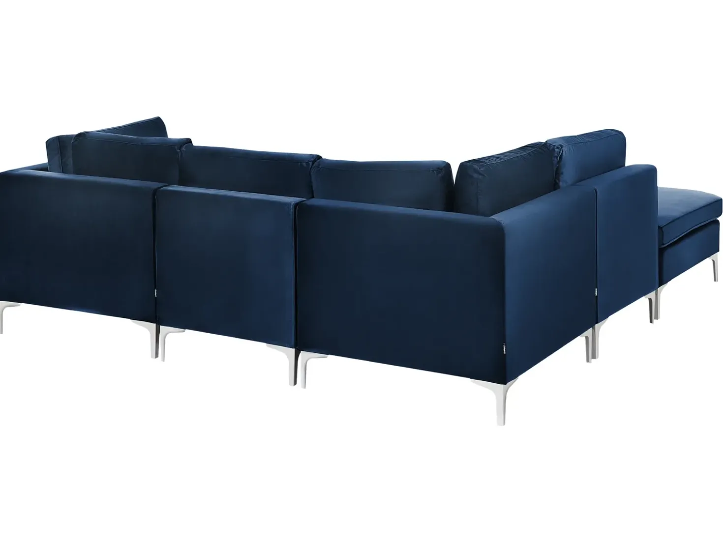 EVJA 4 personers Hjørnesofa modul Højrevendt Navy Blå Velour med fodskammel