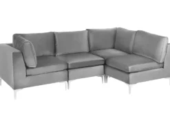 EVJA 4 personers Hjørnesofa modul Venstrevendt Grå Velour
