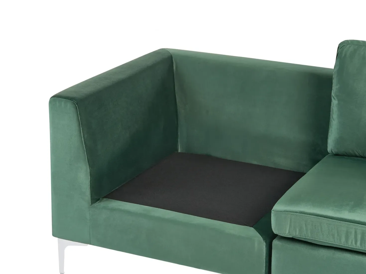 EVJA 4 personers Hjørnesofa modul Højrevendt Grøn Velour med fodskammel