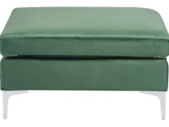 EVJA 4 personers Hjørnesofa modul Højrevendt Grøn Velour med fodskammel