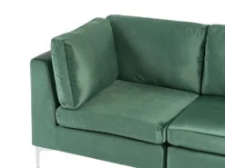 EVJA 4 personers Hjørnesofa modul Højrevendt Grøn Velour med fodskammel