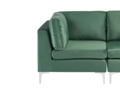 EVJA 4 personers Hjørnesofa modul Højrevendt Grøn Velour med fodskammel