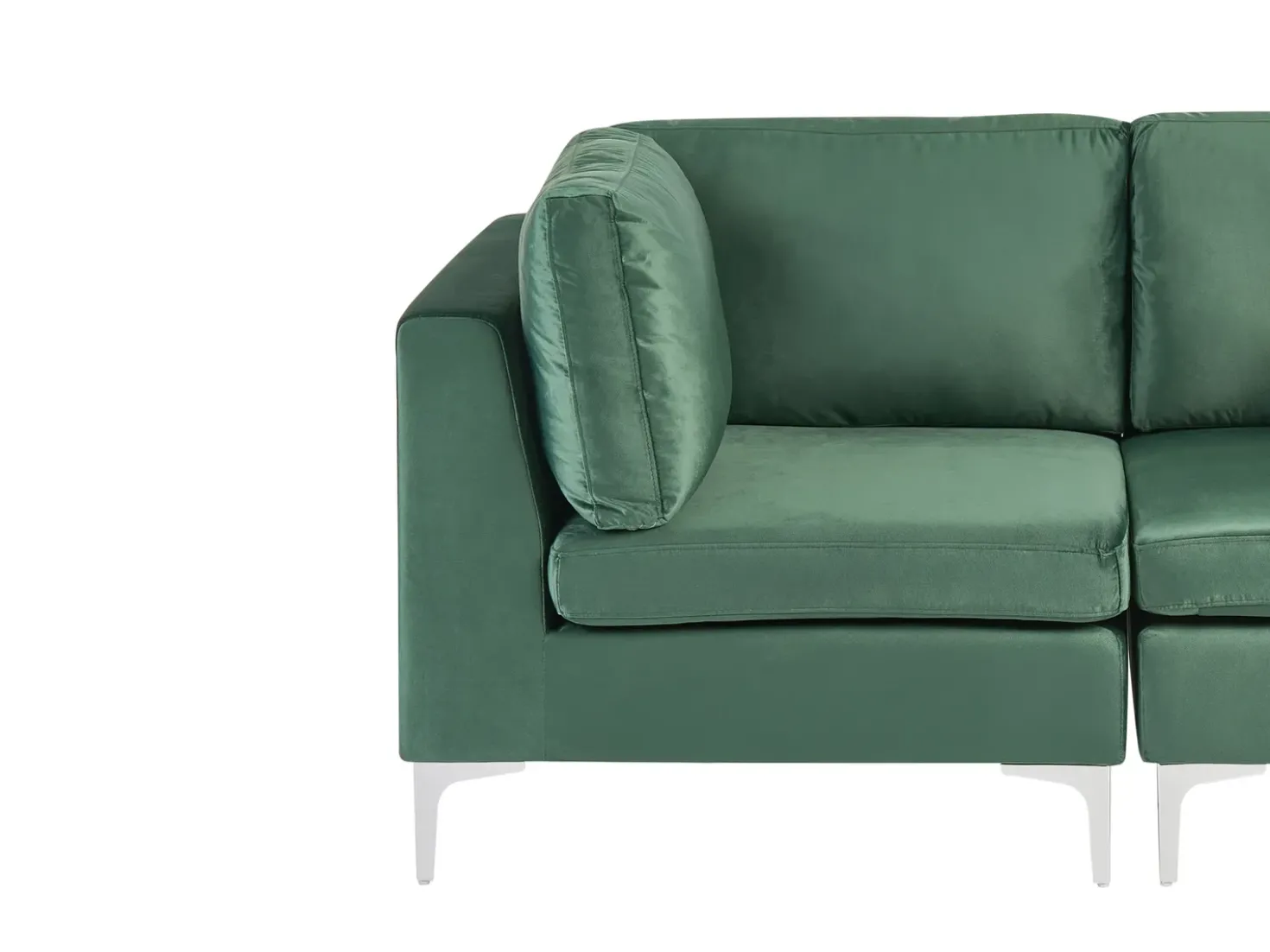 EVJA 4 personers Hjørnesofa modul Højrevendt Grøn Velour med fodskammel
