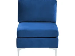 EVJA 5 personers Hjørnesofa modul Venstrevendt Navy Blå Velour med fodskammel