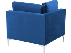 EVJA 5 personers Hjørnesofa modul Venstrevendt Navy Blå Velour med fodskammel