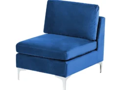 EVJA 5 personers Hjørnesofa modul Venstrevendt Navy Blå Velour med fodskammel