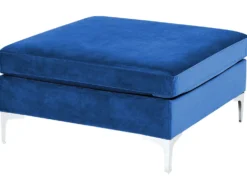 EVJA 5 personers Hjørnesofa modul Venstrevendt Navy Blå Velour med fodskammel