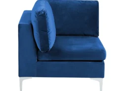EVJA 6 personers Hjørnesofa modul Højrevendt Navy Blå Velour med fodskammel