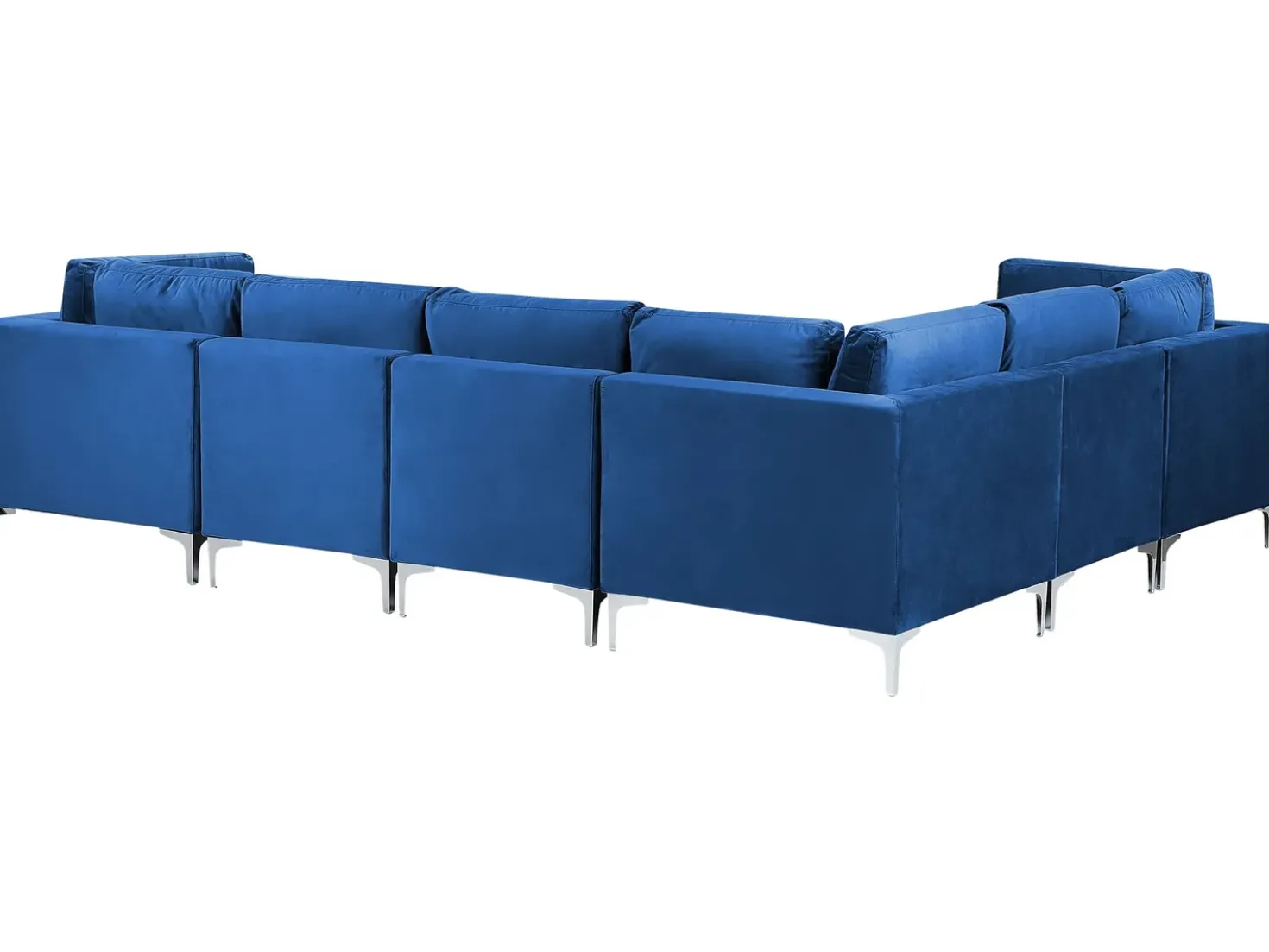 EVJA 6 personers Hjørnesofa modul Højrevendt Navy Blå Velour med fodskammel