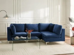 EVJA 4 personers Hjørnesofa modul Venstrevendt Navy Blå Velour