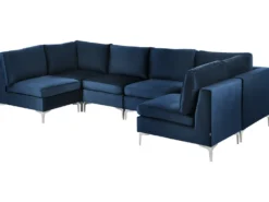 EVJA 6 personers U-formet modulsofa Navy Blå Velour