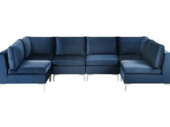EVJA 6 personers U-formet modulsofa Navy Blå Velour